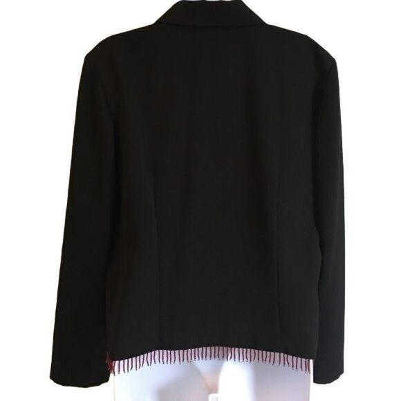 Positive Attitude Womens Zippered Black Jacket with Embroidery and Beade… - Picture 3 of 6